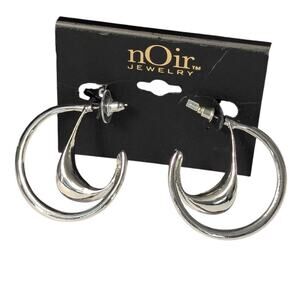nOir Silver Double Hoop Earring